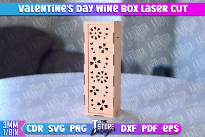 Valentine's Day Wine Box | Valentine's Gift Idea | 3D Wine Box Pattern | CNC Files SVG The T Store Design 