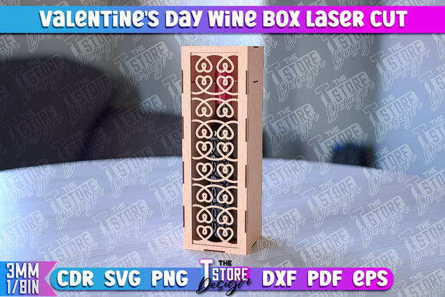 Valentine's Day Wine Box | Valentine's Gift Idea | 3D Wine Box Pattern | CNC Files SVG The T Store Design 