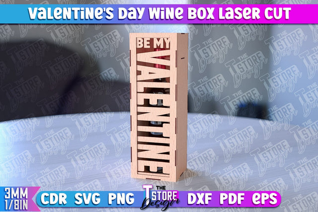 Valentine's Day Wine Box | Valentine's Gift Idea | 3D Wine Box Pattern | CNC Files SVG The T Store Design 