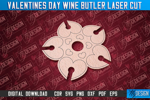 Valentine's Day Wine Butler | Valentine's Design | CNC File SVG Fly Design 
