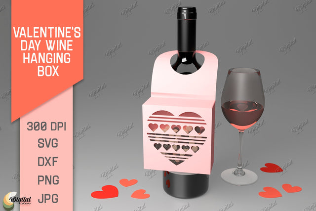 Valentine's Day Wine Hanging Box. 3D Paper Cut 3D Paper Evgenyia Guschina 