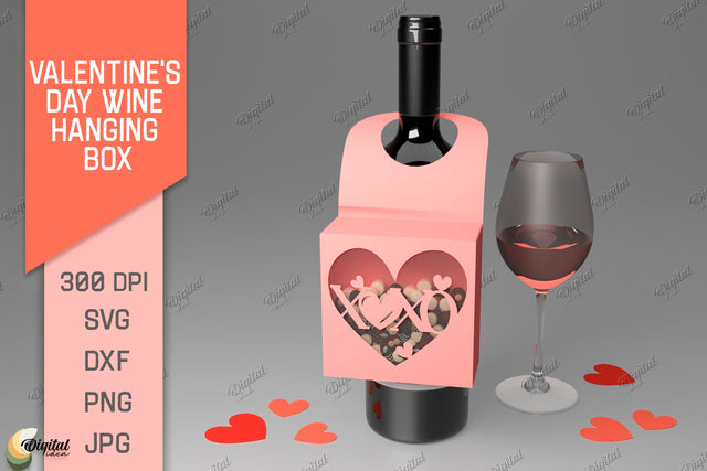 Valentine's Day Wine Hanging Box. 3D Paper Cut 3D Paper Evgenyia Guschina 