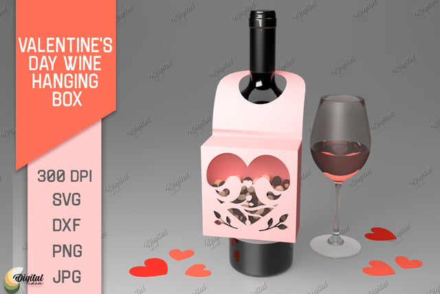 Valentine's Day Wine Hanging Box. 3D Paper Cut 3D Paper Evgenyia Guschina 
