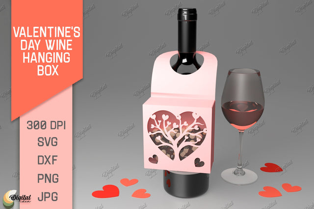 Valentine's Day Wine Hanging Box. 3D Paper Cut 3D Paper Evgenyia Guschina 