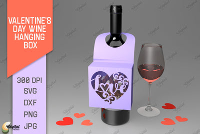 Valentine's Day Wine Hanging Box. 3D Paper Cut 3D Paper Evgenyia Guschina 