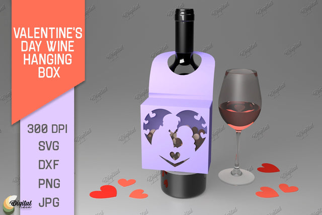 Valentine's Day Wine Hanging Box. 3D Paper Cut 3D Paper Evgenyia Guschina 