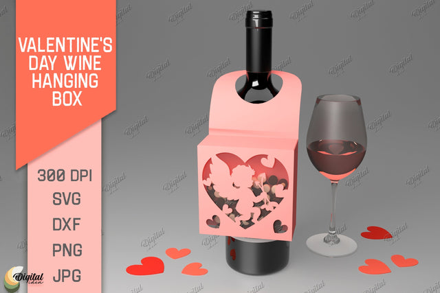 Valentine's Day Wine Hanging Box. 3D Paper Cut 3D Paper Evgenyia Guschina 