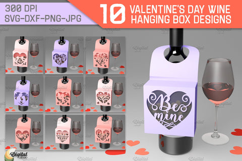 Valentine's Day Wine Hanging Box Bundle. 3D Paper Cut 3D Paper Evgenyia Guschina 