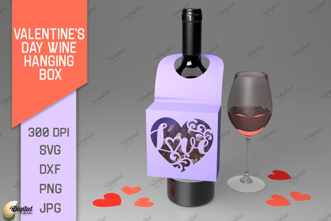 Valentine's Day Wine Hanging Box Bundle. 3D Paper Cut 3D Paper Evgenyia Guschina 