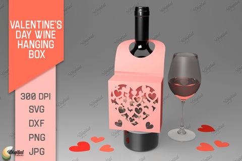 Valentine's Day Wine Hanging Box Bundle. 3D Paper Cut 3D Paper Evgenyia Guschina 