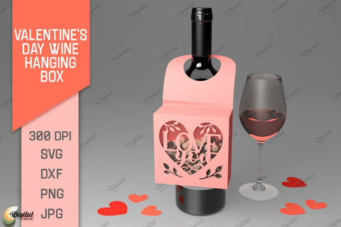 Valentine's Day Wine Hanging Box Bundle. 3D Paper Cut 3D Paper Evgenyia Guschina 