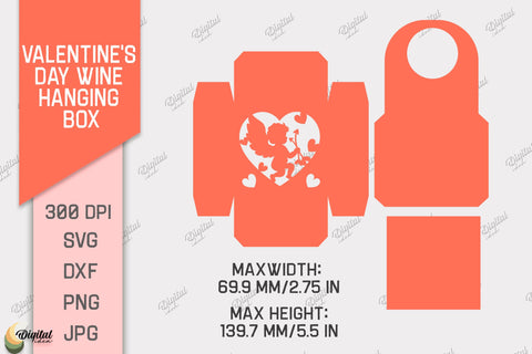Valentine's Day Wine Hanging Box Bundle. 3D Paper Cut 3D Paper Evgenyia Guschina 