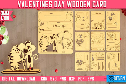 Valentine's Day Wooden Card Bundle | Romantic Gift | Greeting Card | Standing Card | CNC Files SVG Fly Design 