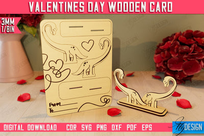 Valentine's Day Wooden Card | Romantic Gift | Greeting Card | Standing Card | CNC File SVG Fly Design 