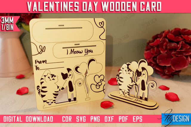 Valentine's Day Wooden Card | Romantic Gift | Greeting Card | Standing Card | CNC File SVG Fly Design 