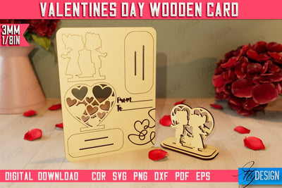 Valentine's Day Wooden Card | Romantic Gift | Greeting Card | Standing Card | CNC File SVG Fly Design 