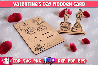Valentine's Day Wooden Card | Romantic Gift | Greeting Card | Standing Card | CNC File SVG The T Store Design 