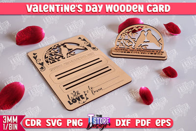 Valentine's Day Wooden Card | Romantic Gift | Greeting Card | Standing Card | CNC File SVG The T Store Design 