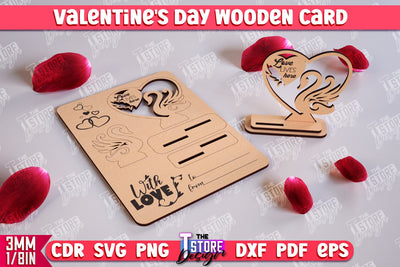 Valentine's Day Wooden Card | Romantic Gift | Greeting Card | Standing Card | CNC File SVG The T Store Design 