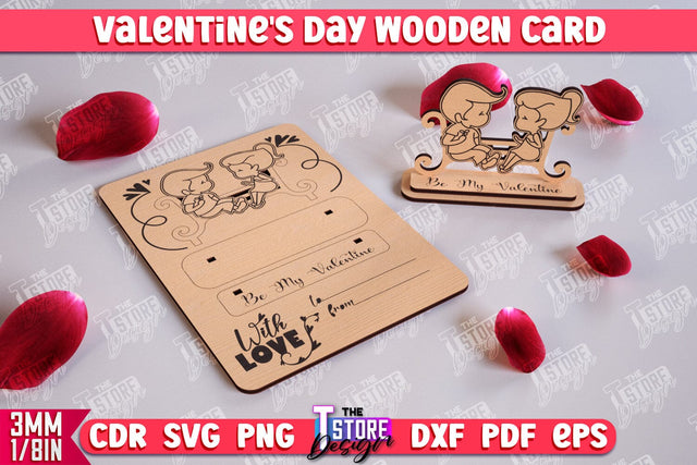 Valentine's Day Wooden Card | Romantic Gift | Greeting Card | Standing Card | CNC File SVG The T Store Design 