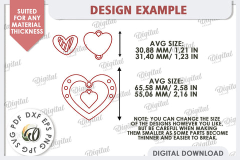 Valentine's Day Wooden Hanging Ornament Laser Cut. Heart SVG SVG Evgenyia Guschina 