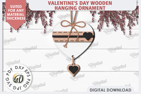 Valentine's Day Wooden Hanging Ornaments Laser Cut Bundle SVG Evgenyia Guschina 