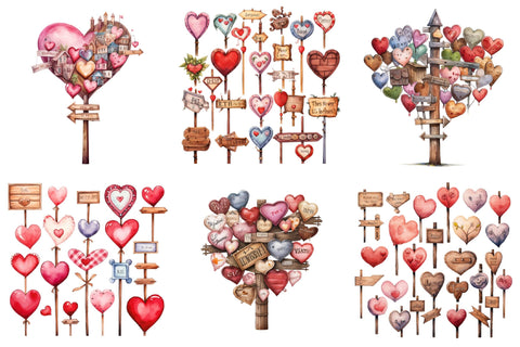 Valentines Day Wooden Signs Clipart Sublimation designartist 