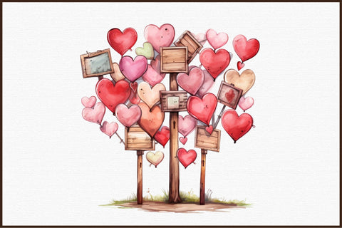 Valentines Day Wooden Signs Clipart Sublimation designartist 