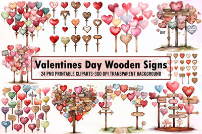 Valentines Day Wooden Signs Clipart Sublimation designartist 