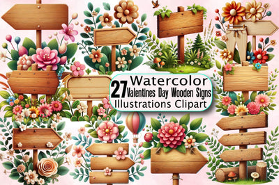 Valentines Day Wooden Signs Sublimation Clipart Bundle Sublimation SVGArt 