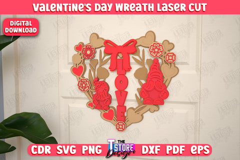 Valentine's Day Wreath Bundle | Porch Decorating | Door Wreath | Wall Décor | Holiday Decoration | CNC File SVG The T Store Design 