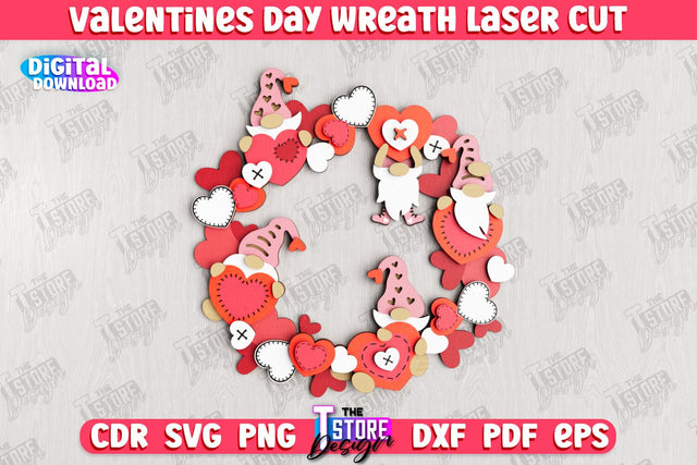 Valentine's Day Wreath | Porch Decorating | Door Wreath | Wall Décor | Holiday Decoration | CNC File SVG The T Store Design 