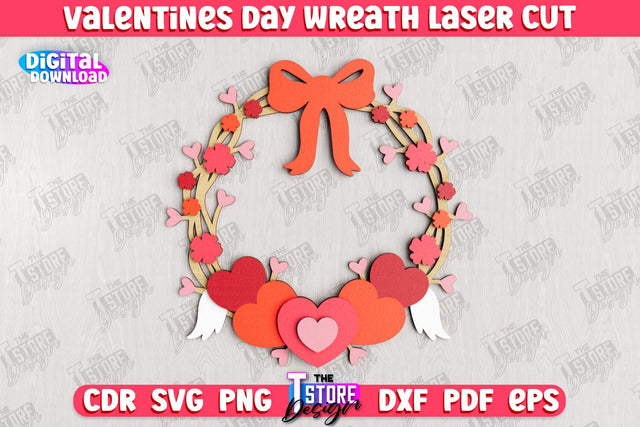 Valentine's Day Wreath | Porch Decorating | Door Wreath | Wall Décor | Holiday Decoration | CNC File SVG The T Store Design 