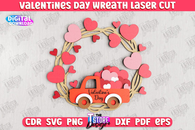 Valentine's Day Wreath | Porch Decorating | Door Wreath | Wall Décor | Holiday Decoration | CNC File SVG The T Store Design 