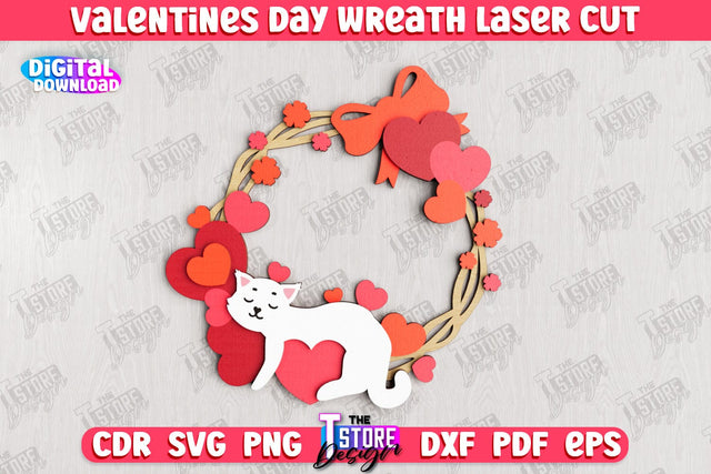 Valentine's Day Wreath | Porch Decorating | Door Wreath | Wall Décor | Holiday Decoration | CNC File SVG The T Store Design 