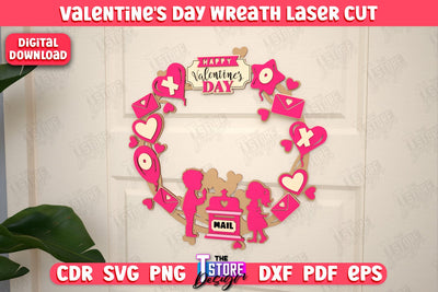 Valentine's Day Wreath | Porch Decorating | Door Wreath | Wall Décor | Holiday Decoration | CNC File SVG The T Store Design 