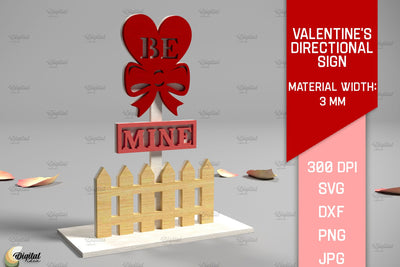 Valentine's Directional Sign. 3D Laser Cut. Be Mine SVG SVG Evgenyia Guschina 