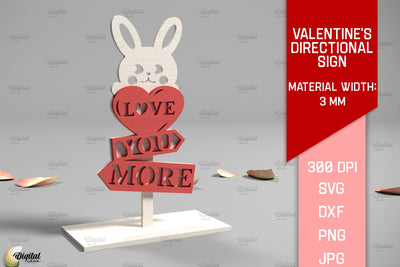 Valentine's Directional Sign. 3D Laser Cut. Bunny SVG SVG Evgenyia Guschina 