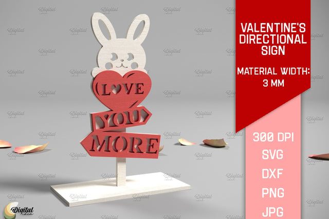 Valentine's Directional Sign. 3D Laser Cut. Bunny SVG SVG Evgenyia Guschina 