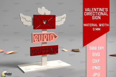 Valentine's Directional Sign. 3D Laser Cut. Cupid SVG SVG Evgenyia Guschina 