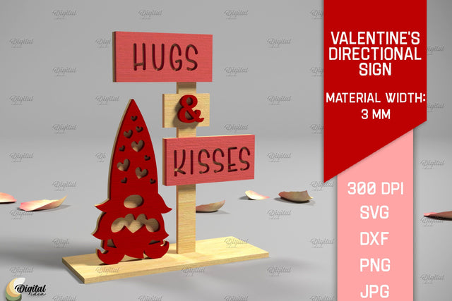 Valentine's Directional Sign. 3D Laser Cut. Gnome SVG SVG Evgenyia Guschina 