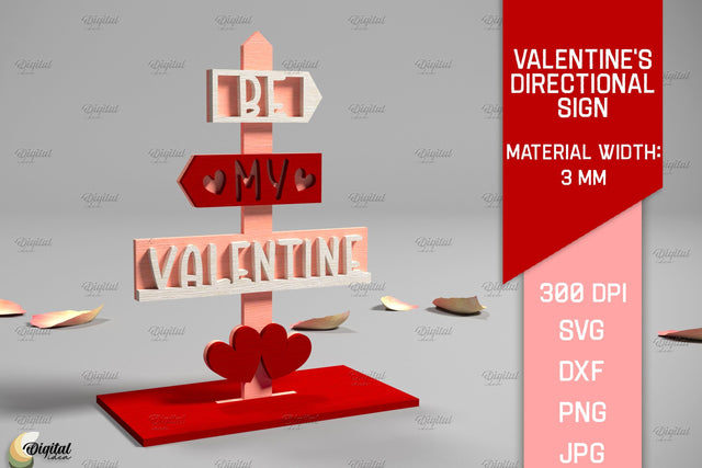 Valentine's Directional Sign. 3D Laser Cut. Love Quote SVG SVG Evgenyia Guschina 