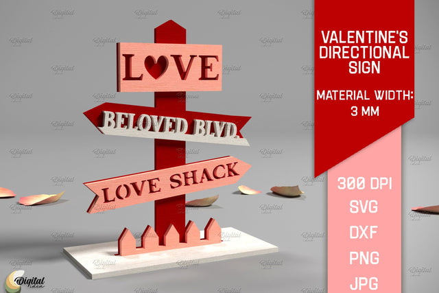 Valentine's Directional Sign. 3D Laser Cut. Love Quote SVG SVG Evgenyia Guschina 