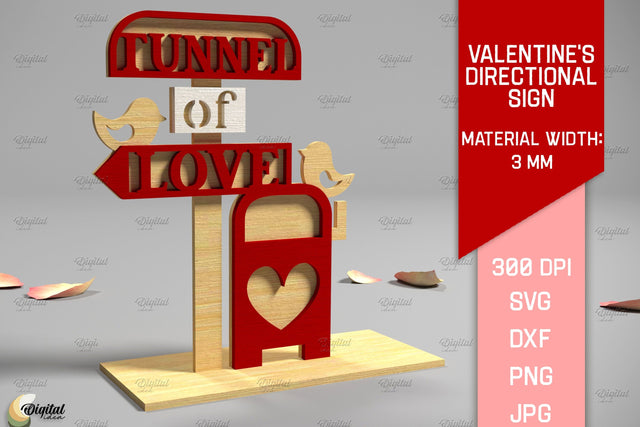 Valentine's Directional Sign. 3D Laser Cut. Love Quote SVG SVG Evgenyia Guschina 