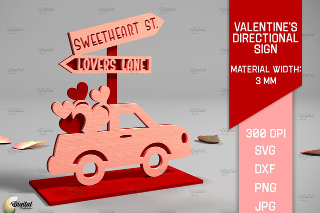 Valentine's Directional Sign. 3D Laser Cut. Truck SVG SVG Evgenyia Guschina 