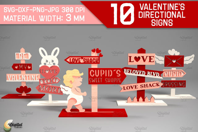 Valentine's Directional Sign Bundle. 3D Laser Cut SVG Evgenyia Guschina 