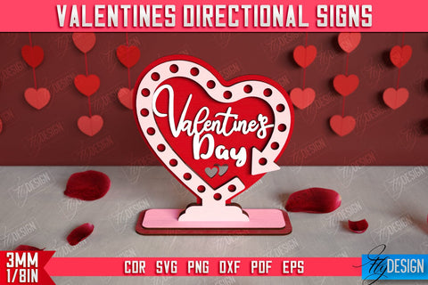 Valentine's Directional Signs Bundle | Table Statuette | Valentine's Figurine | Holiday | CNC Files SVG Fly Design 