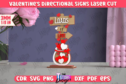 Valentine's Directional Signs Bundle | Table Statuette | Valentine's Figurine | Holiday | CNC Files SVG The T Store Design 