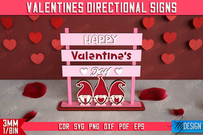 Valentine's Directional Signs | Table Statuette | Valentine's Figurine | Holiday | CNC File SVG Fly Design 