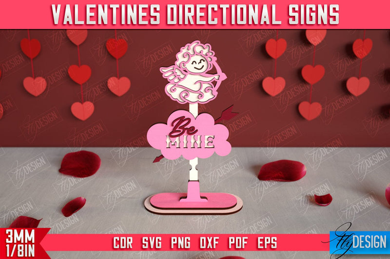 Valentine's Directional Signs | Table Statuette | Valentine's Figurine | Holiday | CNC File SVG Fly Design 